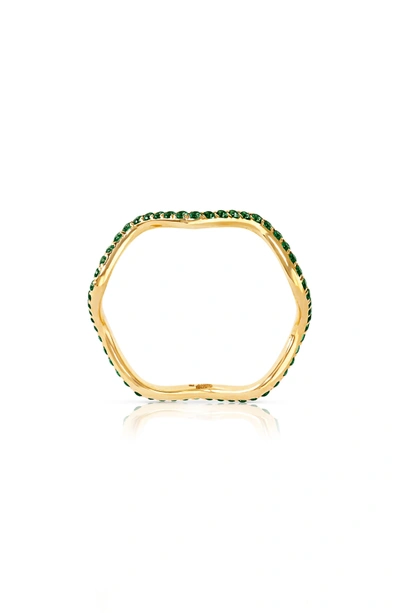 Shop Sabine Getty Baby Memphis Tsavorite Wave Band Ring In Yellow Gold
