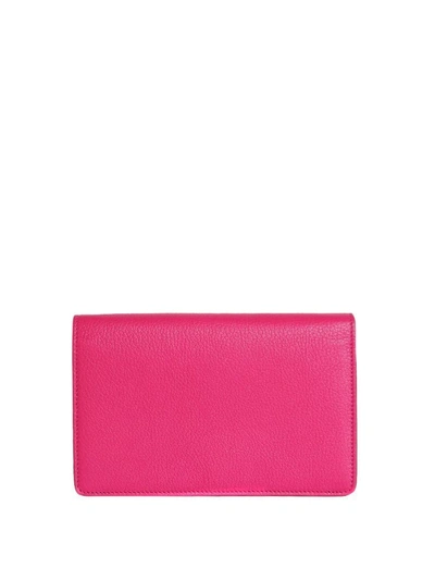 Shop Givenchy Pandora Chain Wallet Leather Bag In Fucsia