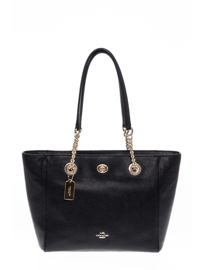 Shop Coach Shopping Bag Leather  In Black