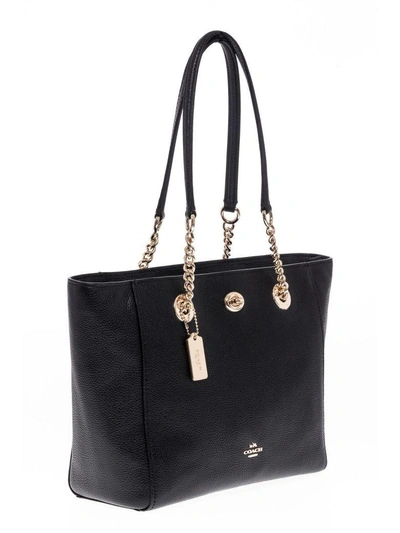 Shop Coach Shopping Bag Leather  In Black