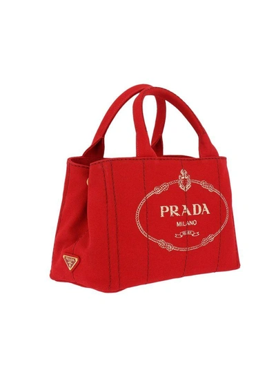 Prada Structured Tote Bag In Red