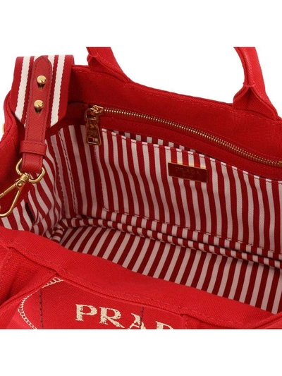 Prada Structured Tote Bag In Red