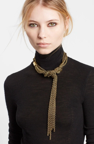 Shop Lanvin Tight Knot Brass Necklace In Gold