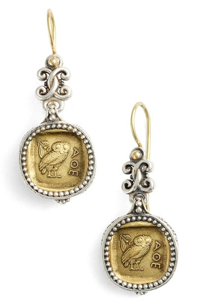 Shop Konstantino 'athena Owl' Drop Earrings In Silver/ Bronze
