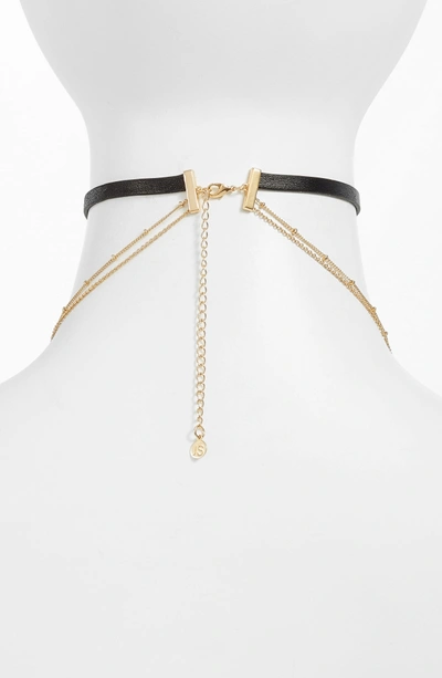 Shop Jules Smith Theo Chain Layered Choker In Gold/ Clear/ Black