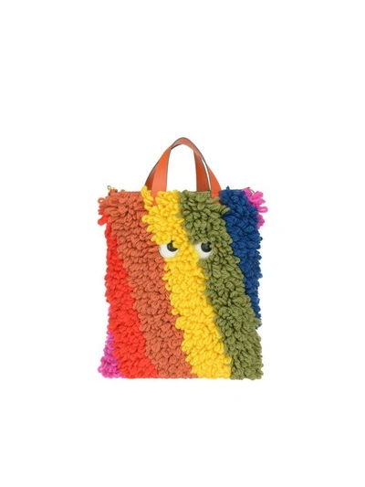 Shop Anya Hindmarch Shag Eyes In Chunky Wool Shopper Bag In Multicolor
