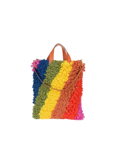 Shop Anya Hindmarch Shag Eyes In Chunky Wool Shopper Bag In Multicolor