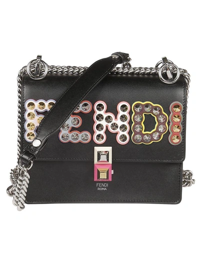 Shop Fendi Kan I Branded Shoulder Bag In Nero