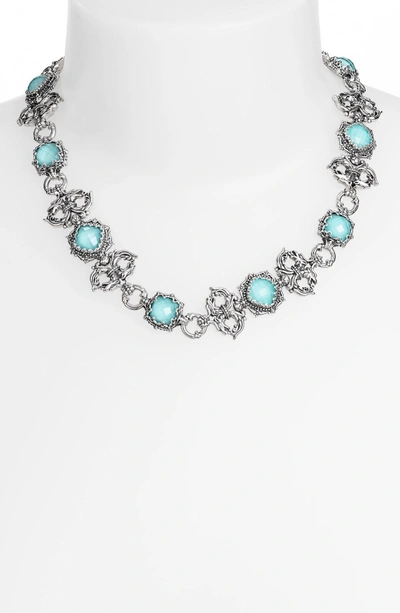 Shop Konstantino 'aegean' Collar Necklace In Silver/ Turquoise