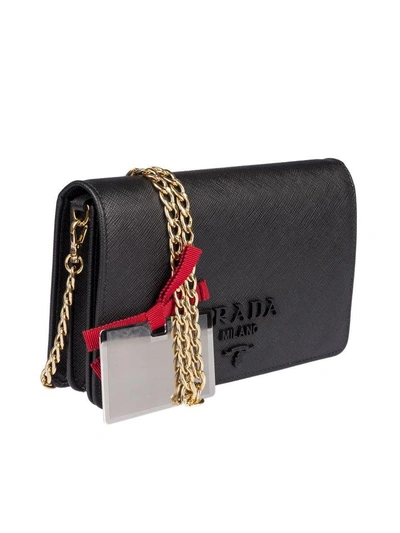 Shop Prada Saffiano Shoulder Bag In Black