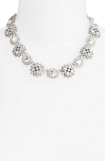 Shop Marchesa Crystal Collar Necklace In Rhodium/ White Multi