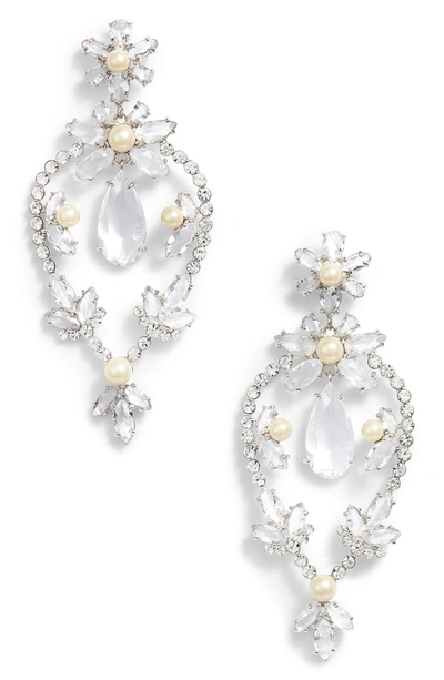 Shop Kate Spade Floral Statement Drop Earrings In Clear/ Silver