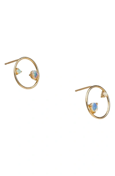 Shop Wwake Opal Circle Earrings In Yellow Gold