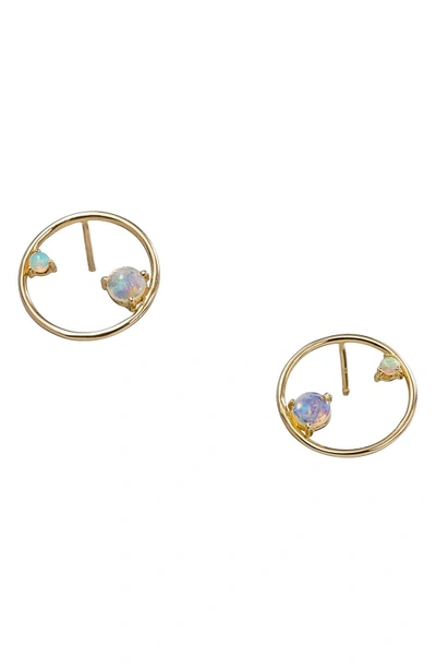 Shop Wwake Opal Circle Earrings In Yellow Gold