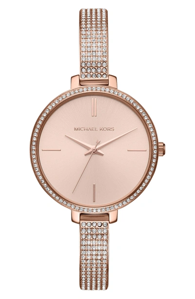 Shop Michael Kors Jaryn Pave Bangle Watch, 36mm In Rose Gold