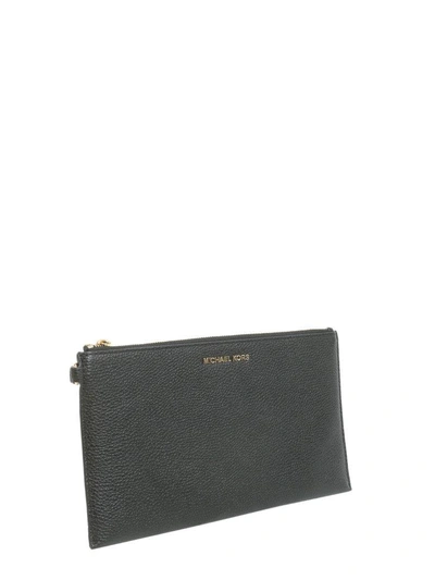 Shop Michael Michael Kors Mercer Leather Clutch In Nero