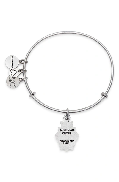 Shop Alex And Ani Armenian Cross Adjustable Wire Bangle In Russian Silver