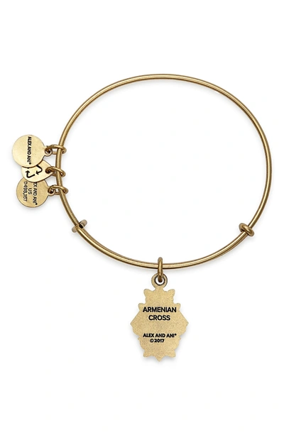 Shop Alex And Ani Armenian Cross Adjustable Wire Bangle In Russian Gold