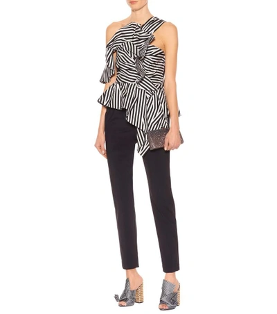 Shop Self-portrait Striped Cotton-blend Jumpsuit In Female