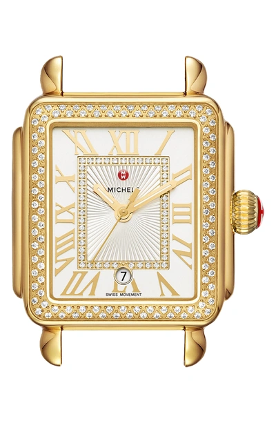 Shop Michele Deco Madison Diamond Dial Watch Case, 33mm X 35mm In Gold/ White/ Gold