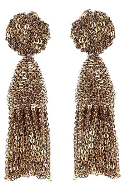 Shop Oscar De La Renta 'classic Short' Tassel Chain Drop Earrings In Gold