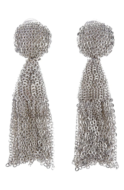 Shop Oscar De La Renta 'classic Short' Tassel Chain Drop Earrings In Silver