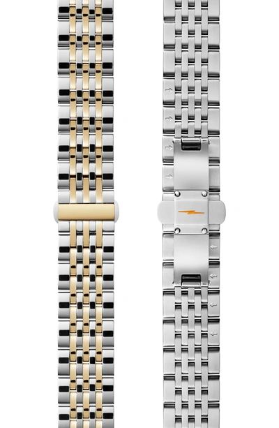 Shop Shinola Cass Bracelet Watch, 27mm X 27mm In Silver/ White/ Gold