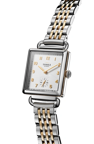Shop Shinola Cass Bracelet Watch, 27mm X 27mm In Silver/ White/ Gold