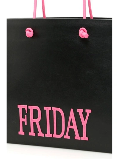 Shop Alberta Ferretti Leather Friday Shopping Bag In Black|nero