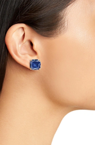 Shop Kate Spade Small Square Enamel Stud Earrings In Royal Blue