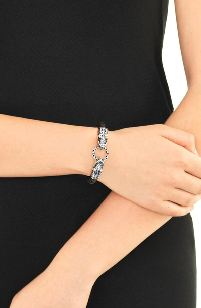 Shop John Hardy 'legends' Leather Dragon Bracelet In Sterling Silver