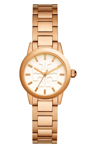 Shop Tory Burch Gigi Bracelet Watch, 28mm In Rose Gold/ Cream/ Rose Gold