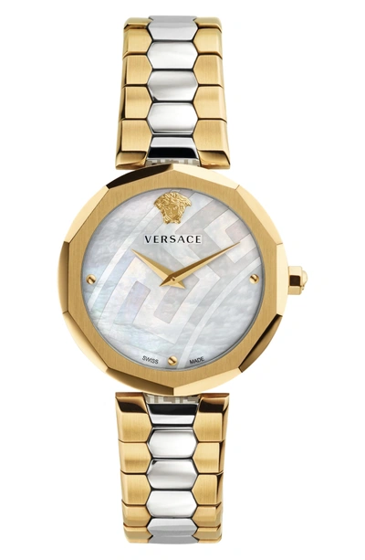 Shop Versace Idyia Bracelet Watch, 36mm In Silver/ Mop/ Gold