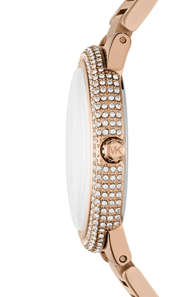 Shop Michael Kors Taryn Crystal Bracelet Watch, 40mm In Rose Gold/ Mop/ Rose Gold
