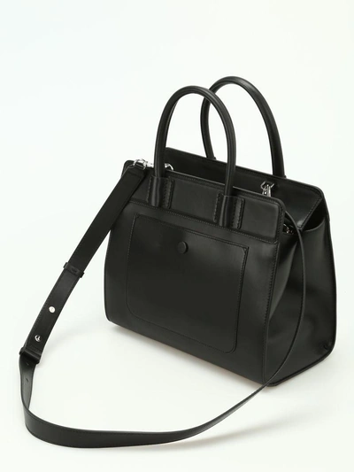 Shop Tod's Double T Smooth Leather Tote In Black