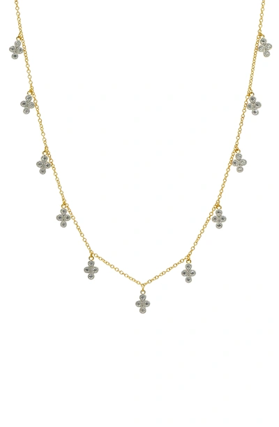 Shop Freida Rothman Clover Charm Station Neckalce In Gold/ Silver