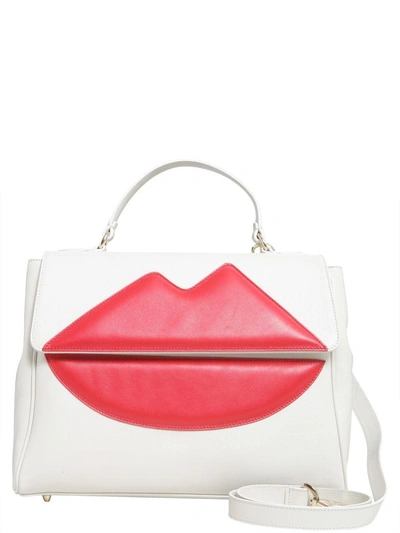 Shop Sara Battaglia Lips Handbag In Bianco