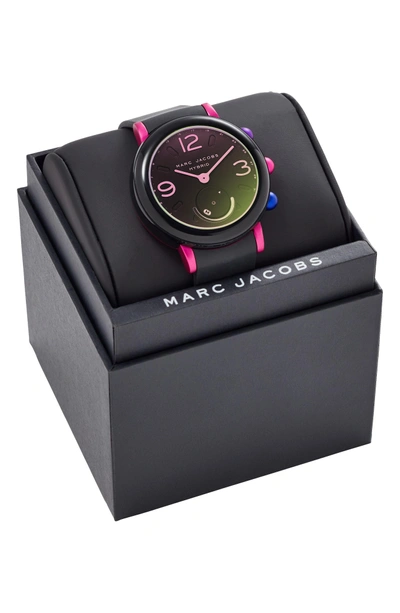 Shop Michael Michael Kors Riley Hybrid Rubber Strap Watch, 42mm In Black/ Pink