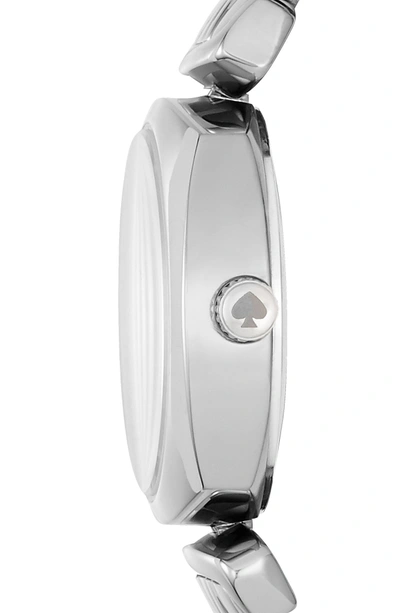 Shop Kate Spade Barrow Leather Strap/bracelet Watch, 24mm In Silver/ White/ Silver