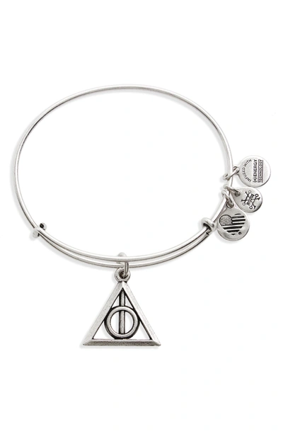 Shop Alex And Ani Deathly Hallows(tm) Adjustable Wire Bangle In Silver