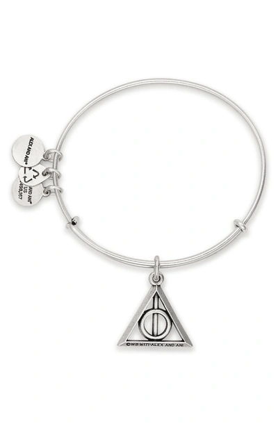 Shop Alex And Ani Deathly Hallows(tm) Adjustable Wire Bangle In Silver
