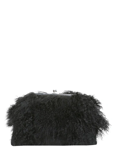 Shop Dsquared2 Clutch With Mongolian Fur Inserts In Nero