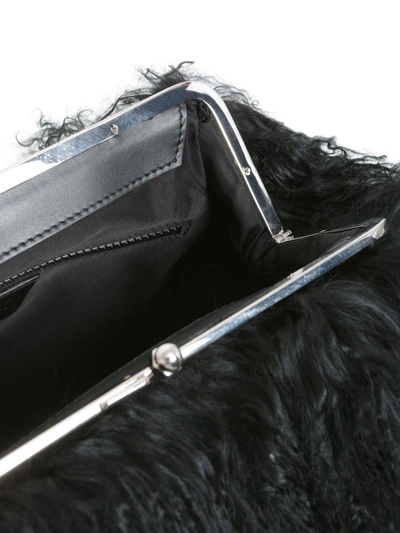 Shop Dsquared2 Clutch With Mongolian Fur Inserts In Nero