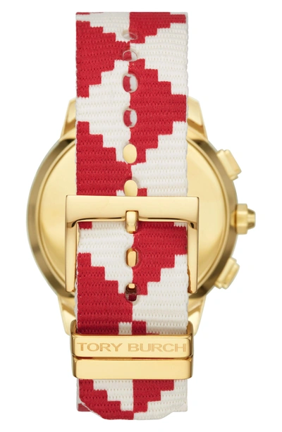Tory Burch The Collins Hybrid Woven Strap Smart Watch Set, 38mm In Red/  Beige/ Gold | ModeSens