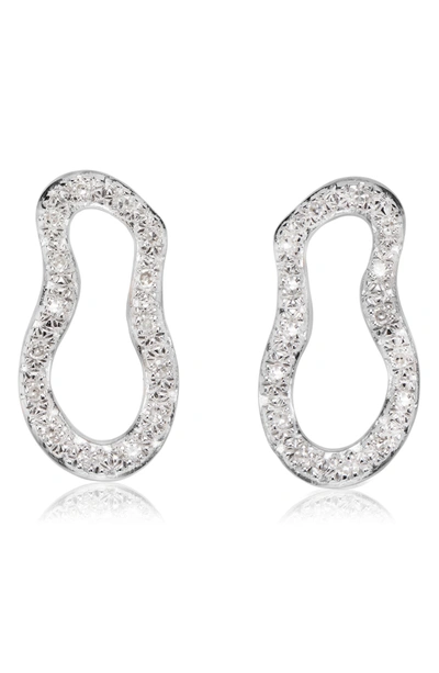 Shop Monica Vinader Riva Pavé Diamond Drop Earrings In Silver