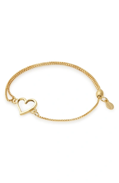 Shop Alex And Ani Heart Pull Chain Bracelet In Gold