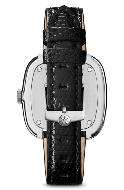 Shop Gomelsky The Eppie Sneed Mini Lizardskin Strap Watch, 32mm In Black/ Mop Sandstone/ Silver