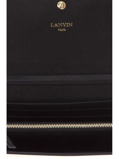 Shop Lanvin Gold & Rose Metallic Leather Clutch In Gold-rose