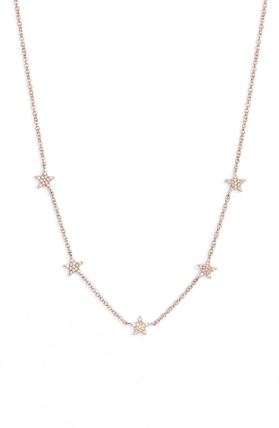 Shop Ef Collection Five-star Diamond Station Necklace In Rose Gold