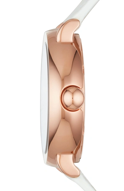 Shop Marc Jacobs Riley Leather Strap Watch, 37mm In White/ Rose Gold